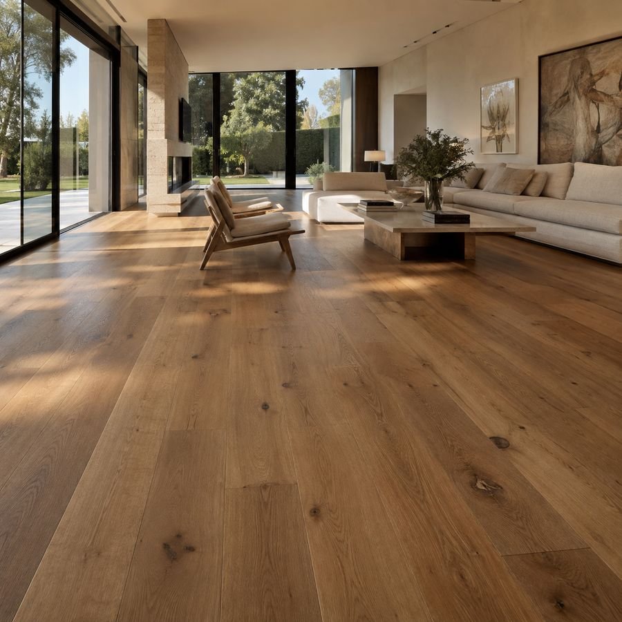 Suelo de madera maciza en salón